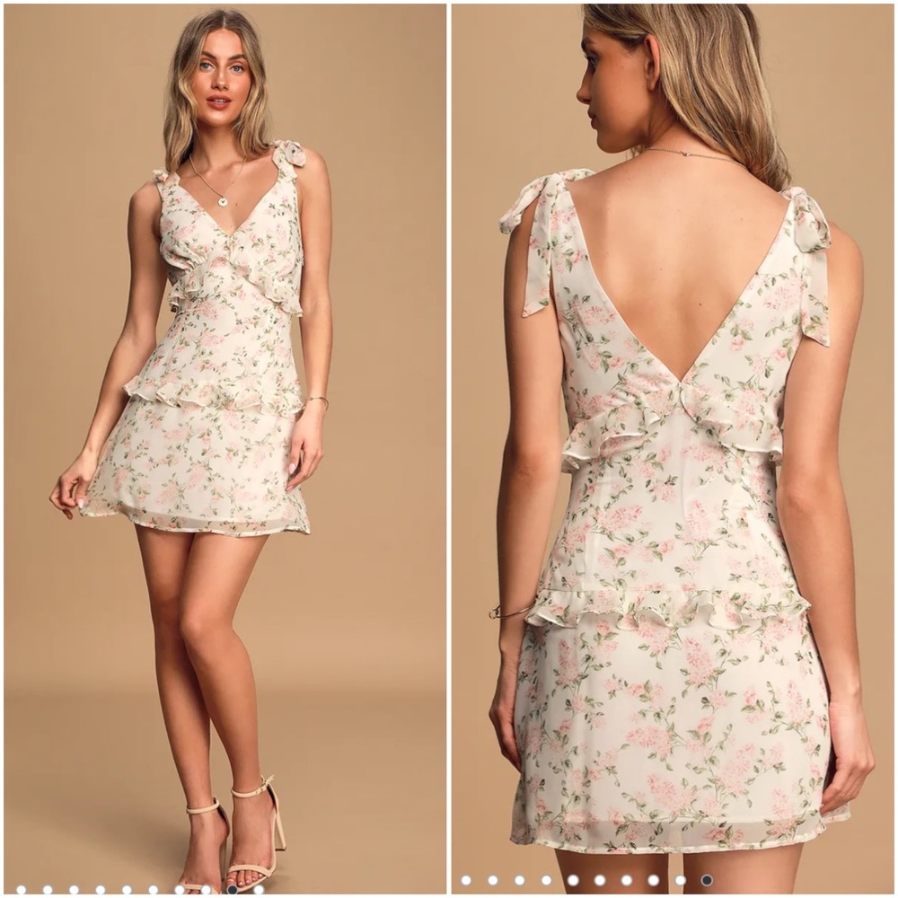 Lulus Ruffle Peach/White Dress